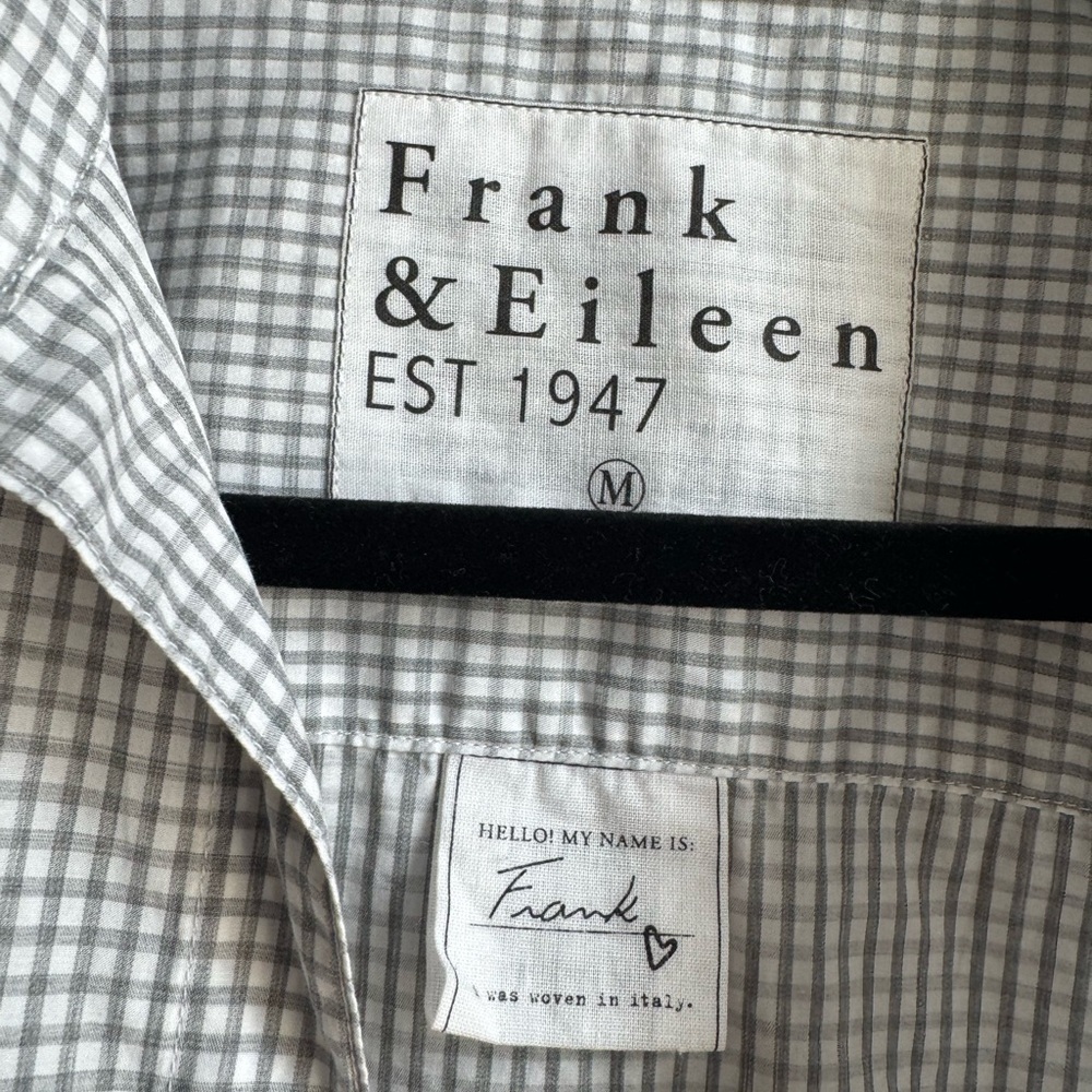 Frank & Eileen Barry Gray Gingham Shirt M | Quiet Luxury Coastal Classic - Picture 4 of 6
